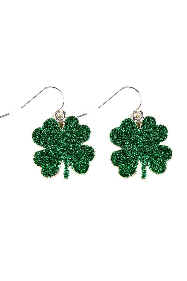 Tipsy Elves Four Leaf Clover Glitter Earrings