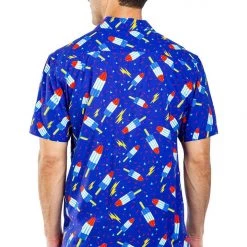 Tipsy Elves Men's Grand Finale Button Down Shirt Patriotic