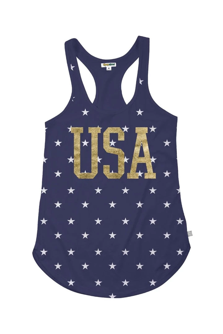 Tipsy Elves Women's Gold Foil USA Tank Top