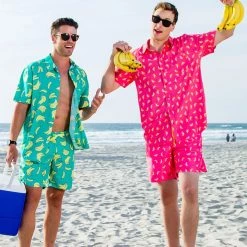 Tipsy Elves Spring Men's Pink Banana Hawaiian Shirt