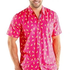 Tipsy Elves Spring Men's Pink Banana Hawaiian Shirt