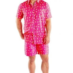 Tipsy Elves Spring Men's Pink Banana Hawaiian Shirt