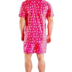 Tipsy Elves Spring Men's Pink Banana Hawaiian Shirt
