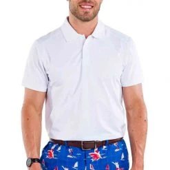 Tipsy Elves Men's White Golf Polo