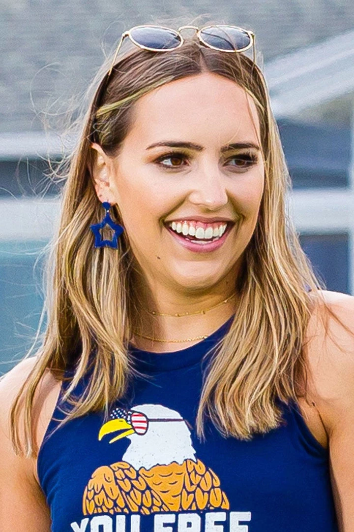 Tipsy Elves Women Patriotic Beaded Star Earrings