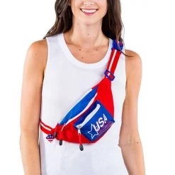 Tipsy Elves Red USA Fanny Pack W/ Drink Holder Patriotic