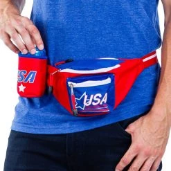 Tipsy Elves Red USA Fanny Pack W/ Drink Holder Patriotic