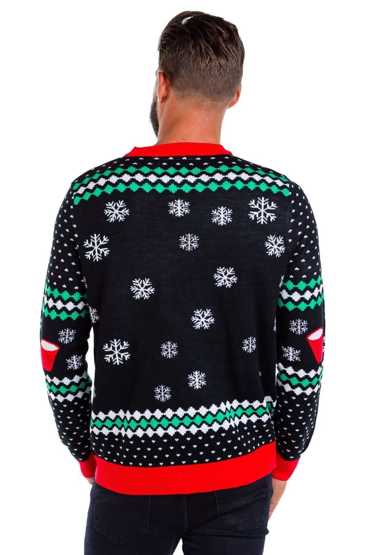 Tipsy Elves Men's Cheer Pong Game Ugly Christmas Sweater