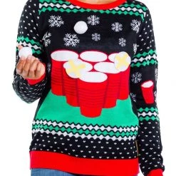 Tipsy Elves Women's Cheer Pong Game Ugly Christmas Sweater