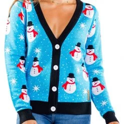 Tipsy Elves Women's Snazzy Snowman Cardigan