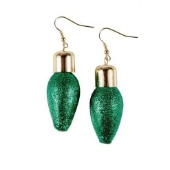 Tipsy Elves Women Green Christmas Lights Earrings