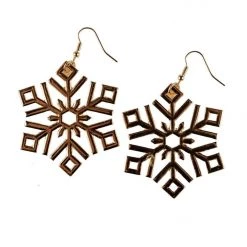 Tipsy Elves Women Gold Snowflake Earrings