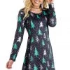 Tipsy Elves Women's Tree Long Sleeve Dress