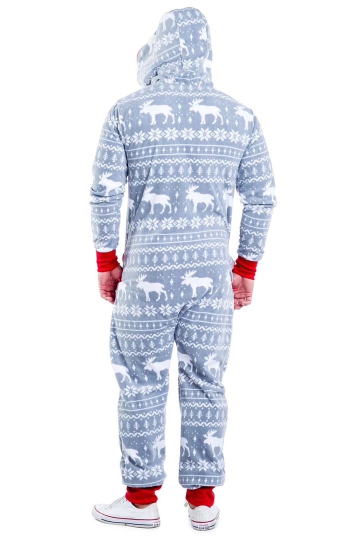 Tipsy Elves Men's Grey Moose Jumpsuit