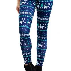 Tipsy Elves Fair Isle Llama Leggings Women