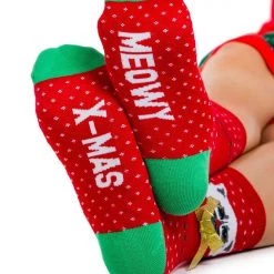 Tipsy Elves Women's Meowy X-mas Socks
