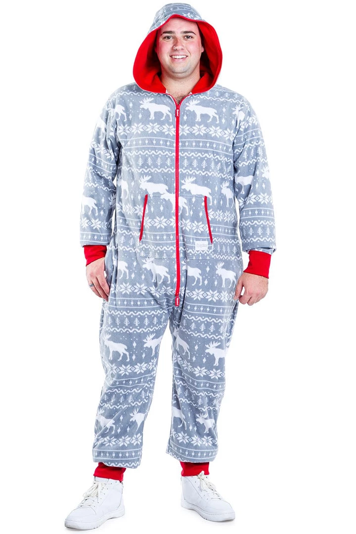 Tipsy Elves Men's Grey Moose Jumpsuit