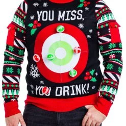 Tipsy Elves Men's Drinking Game Big And Tall Ugly Christmas Sweater