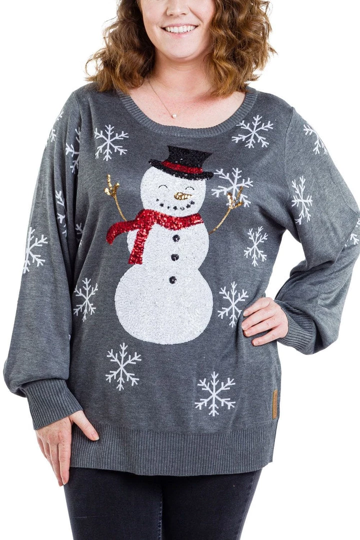 Tipsy Elves Women's Sequined Snow Day Ugly Christmas Sweater