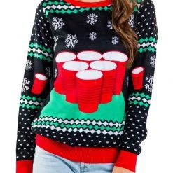 Tipsy Elves Women's Cheer Pong Game Ugly Christmas Sweater
