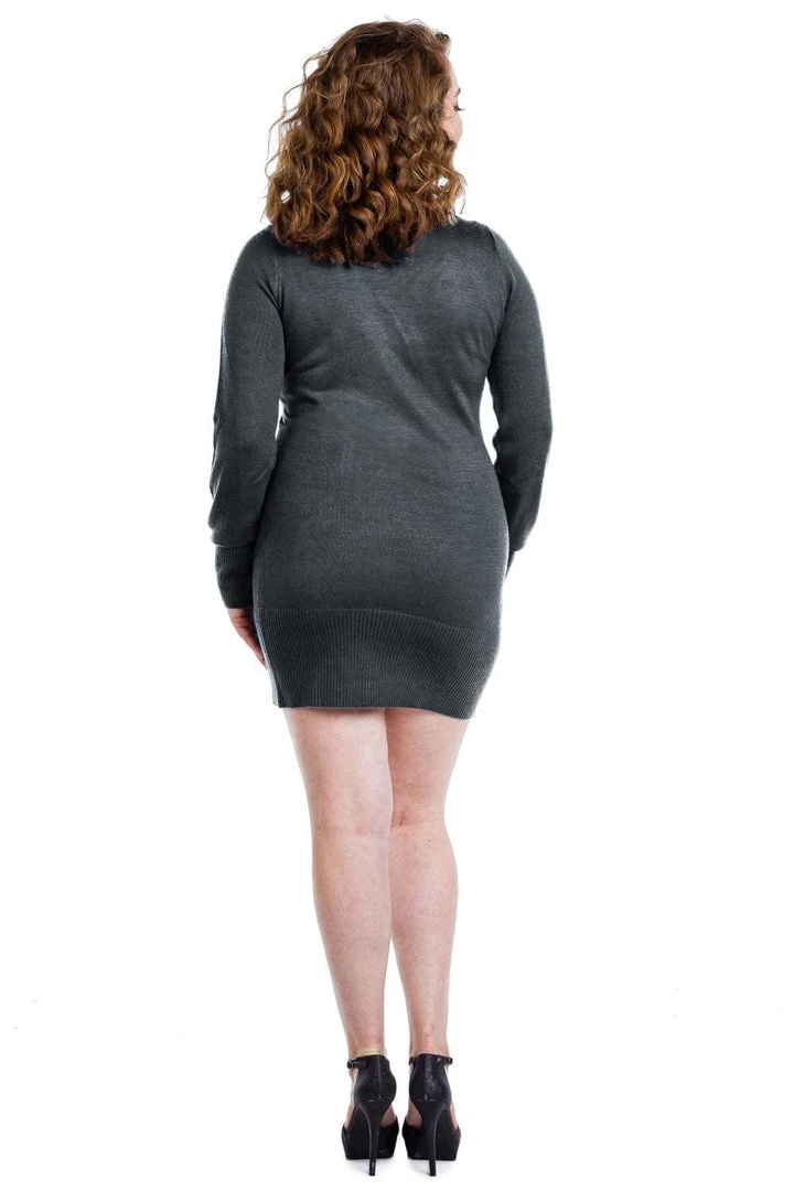 Tipsy Elves Women's Sequined Snowflake Plus Size Sweater Dress