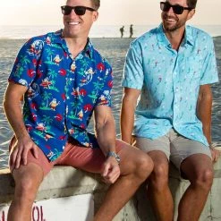 Tipsy Elves Men's Surf's Up Santa Hawaiian Shirt Spring