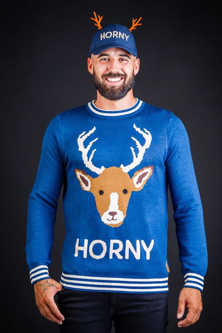 Tipsy Elves Men's Horny As Buck Ugly Christmas Sweater