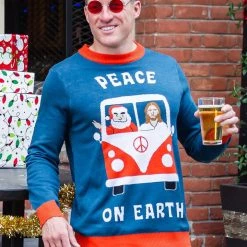 Tipsy Elves Men's Peace On Earth Ugly Christmas Sweater