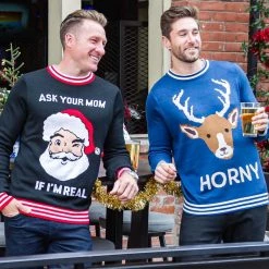 Tipsy Elves Men's Horny As Buck Ugly Christmas Sweater