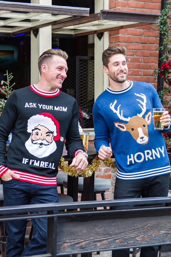Tipsy Elves Men's Horny As Buck Ugly Christmas Sweater