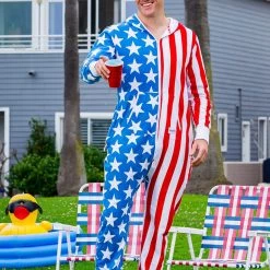 Tipsy Elves Men's USA Jumpsuit Patriotic