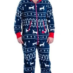 Tipsy Elves Men's Blue Reindeer Big And Tall Jumpsuit