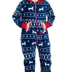 Tipsy Elves Men's Blue Reindeer Big And Tall Jumpsuit