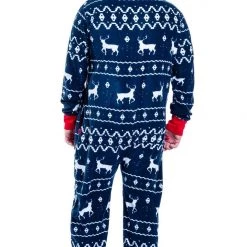 Tipsy Elves Men's Blue Reindeer Big And Tall Jumpsuit