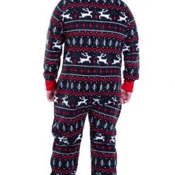 Tipsy Elves Men's Black And Red Fair Isle Big And Tall Jumpsuit