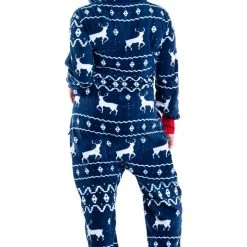 Tipsy Elves Women's Blue Reindeer Plus Size Jumpsuit