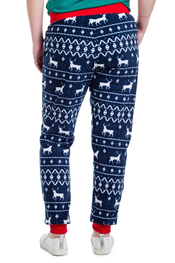 Tipsy Elves Women's Blue Reindeer Jogger Sweatpants