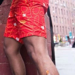 Tipsy Elves Slim Jim Red Swim Trunks Men