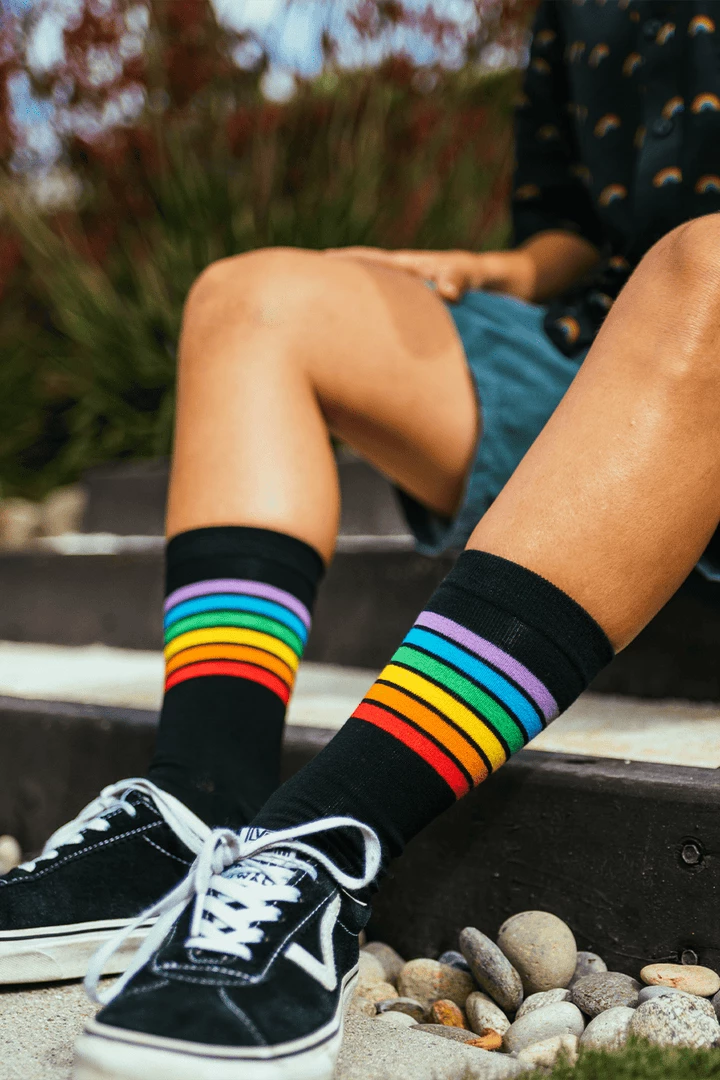 Tipsy Elves Black Rainbow Socks - Men's Cut