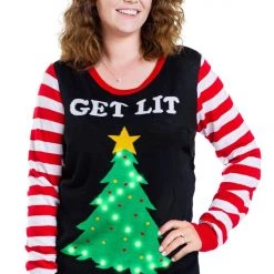 Tipsy Elves Women's Get Lit Light Up Plus Size Ugly Christmas Sweater
