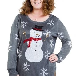Tipsy Elves Women's Sequined Snow Day Plus Size Ugly Christmas Sweater