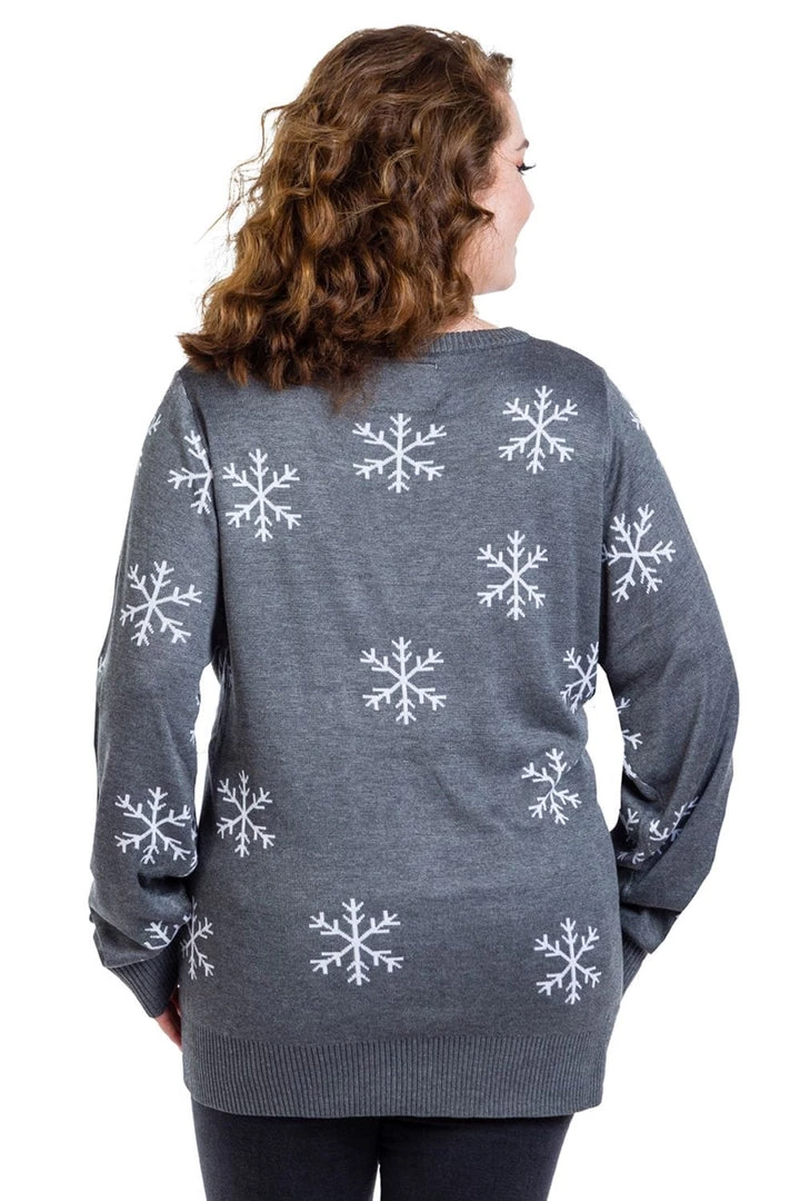 Tipsy Elves Women's Sequined Snow Day Plus Size Ugly Christmas Sweater