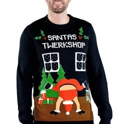 Tipsy Elves Men's Santa's Twerkshop Ugly Christmas Sweater