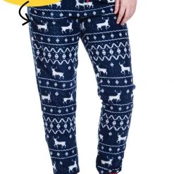 Tipsy Elves Women's Blue Reindeer Jogger Sweatpants