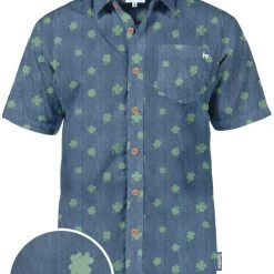 Tipsy Elves Men's Blue Clover Button Down Shirt
