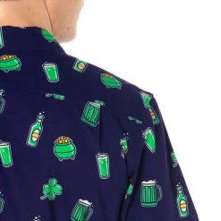 Tipsy Elves Men's Green Beer Button Down Shirt