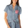 Tipsy Elves Women's American Pride Tie-Front Shirt