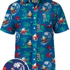 Tipsy Elves Men's Surf's Up Santa Hawaiian Shirt Spring