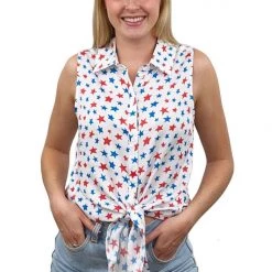 Tipsy Elves Women's Land Of Liberty Tie-Front Shirt