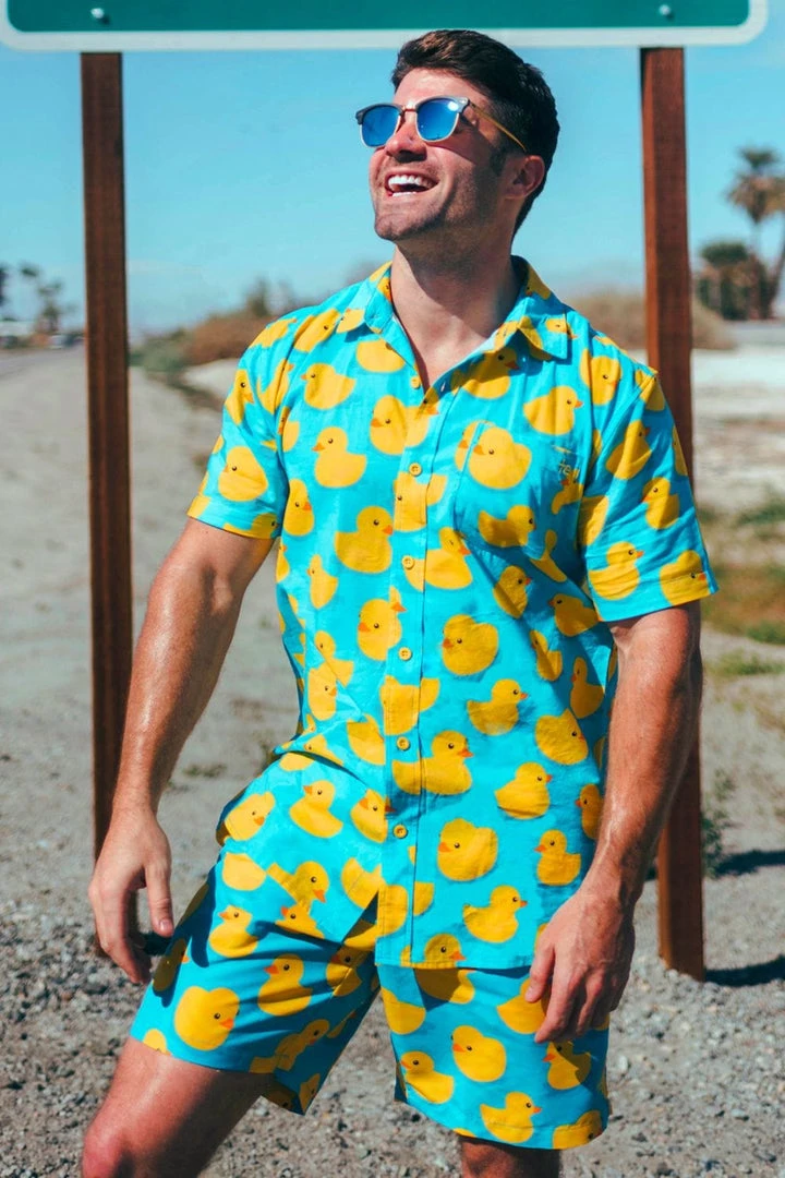 Tipsy Elves Men's Rubber Ducky Hawaiian Shirt